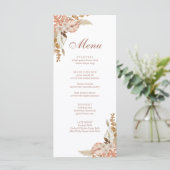 Menu Mariage en herbe moderne Boho Floral Pampas (Debout devant)