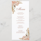 Menu Mariage en herbe moderne Boho Floral Pampas (Devant)