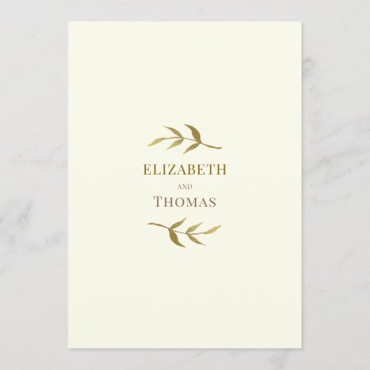 Menu Mariage en ivoire et or (Dos)