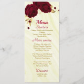 Menu mariage en marbre fleuri or bordeaux (Devant)