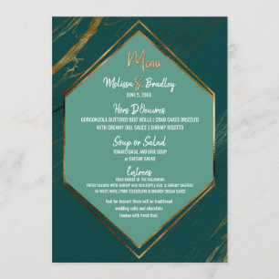 Menu Mariage en marbre géométrique Emerald Green G