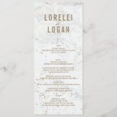 Menu Mariage en marbre moderne | Or (Devant)