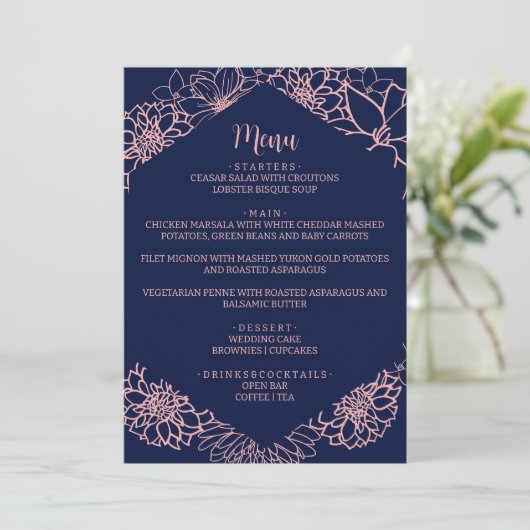 Menu Mariage en silhouette rose (Debout devant)