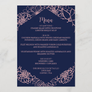 Menu Mariage en silhouette rose