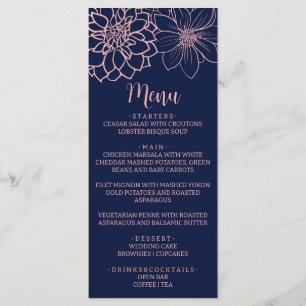 Menu Mariage en silhouette rose