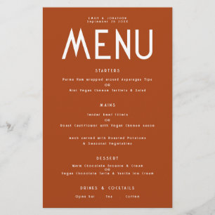 Menu Mariage en terre cuite Budget simple
