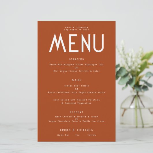 Menu Mariage en terre cuite Budget simple (Debout devant)