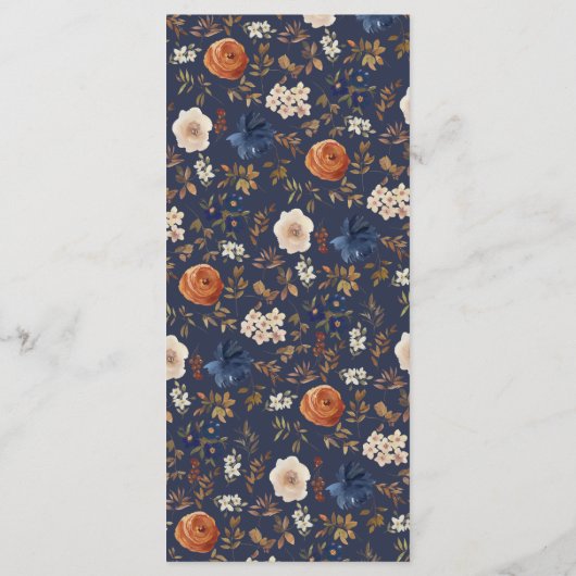 Menu Mariage en terre cuite Dark Boho Navy (Dos)