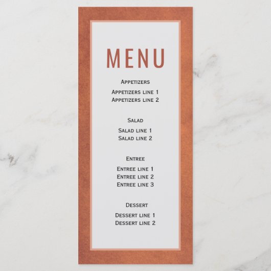 Menu Mariage en terre cuite de palmier pampas séché (Dos)