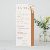 Menu Mariage en terre cuite fleurie moderne (Debout devant)