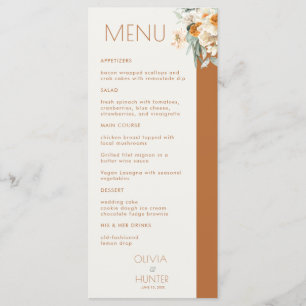 Menu Mariage en terre cuite fleurie moderne
