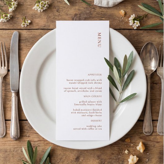 Menu Mariage en terre cuite moderne