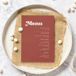Menu Mariage en terre cuite rétro élégant<br><div class="desc">Un thème rétro chic : adoptez ce design typographique légèrement vintage et élégant pour votre papeterie mariage,  avec un thème orange brûlé,  terre cuite,  sucre brun et rose pêche. Texte,  couleurs et arrière - plans entièrement personnalisables.</div>