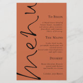Menu Mariage en terre cuite simple Budget Script (Devant)