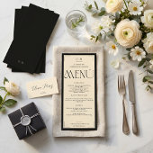 Menu Mariage Espagnol Monogramme Noir Ivoire 
