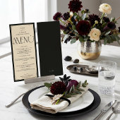 Menu Mariage Espagnol Monogramme Noir Ivoire 