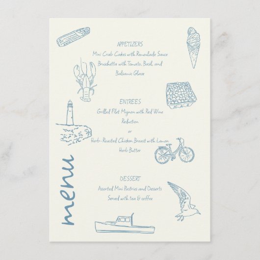 Menu mariage Été Nouvelle-Angleterre (Devant)