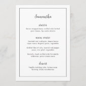 Menu Mariage Éternel Noir et Blanc Nom de l'Invité (Devant)