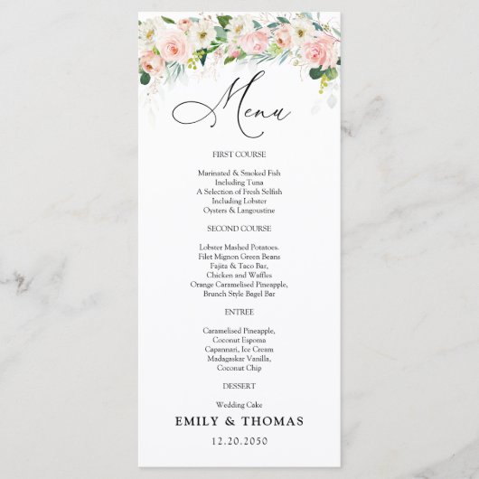 Menu Mariage Ethereal Blush (Devant)