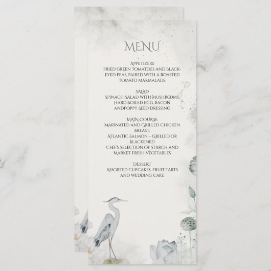 Menu Mariage Ethereal White Floral (Devant / Derrière)