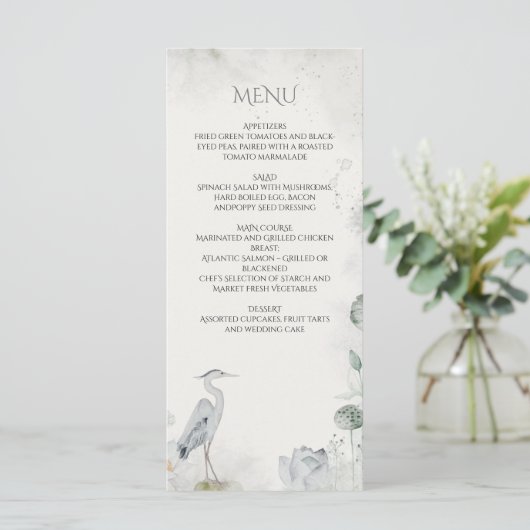 Menu Mariage Ethereal White Floral (Debout devant)