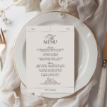 Menu Mariage Étiquette Vintage classique élégant gris c<br><div class="desc">Ce menu magnifiquement conçu apporte une touche de charme vintage à votre réception de mariage. Le design étiquette classique, avec ses détails complexes et sa typographie élégante, donne le ton d'une expérience culinaire sophistiquée. Personnalisez le menu avec votre sélection de plats, créant non seulement un guide pratique pour vos invités,...</div>