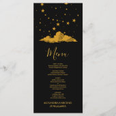 Menu Mariage Étoiles Célestes Or Noir Mystique (Devant)