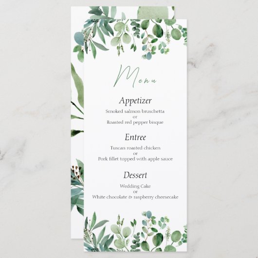 Menu Mariage Eucalyptus (Devant / Derrière)