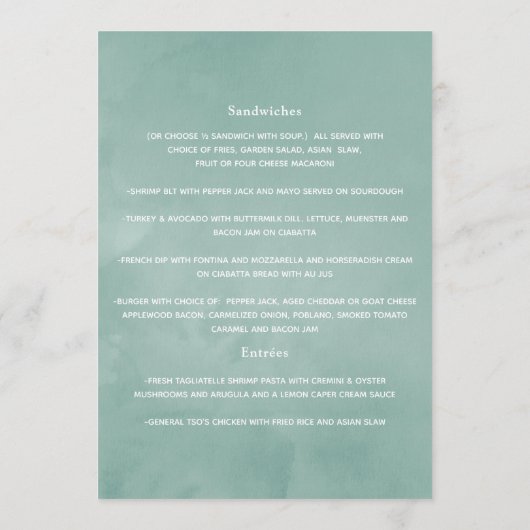 Menu Mariage Eucalyptus aquarelle (Dos)