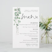 Menu Mariage Eucalyptus couleur d'aquarelle budget (Debout devant)
