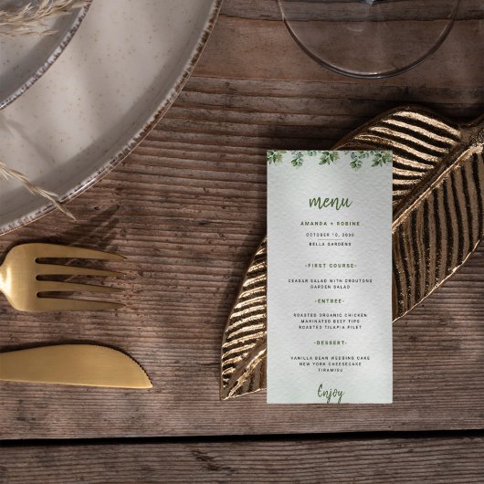 Menu Mariage Eucalyptus Elégant Feuille