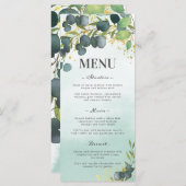 Menu Mariage Eucalyptus Gold Green (Devant / Derrière)