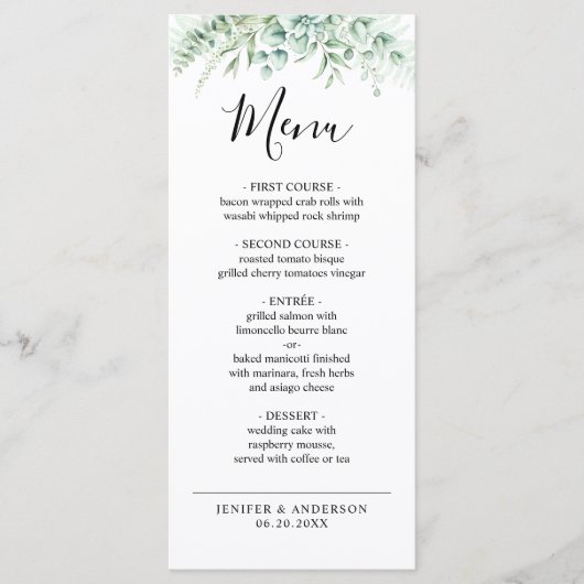 Menu Mariage Eucalyptus Green (Devant)