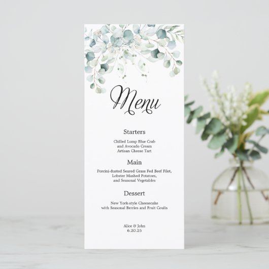 Menu Mariage Eucalyptus Green (Debout devant)
