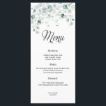 Menu Mariage Eucalyptus Green<br><div class="desc">Cet élégant menu Mariage Eucalyptus Greenery est la façon idéale d'ajouter une touche de romantisme à votre journée spéciale. Doté d'une belle décoration de style Eucalyptus Greenery, ce menu s'ajoutera à tout thème mariage. Chaque menu est soigneusement conçu pour présenter vos plats de façon élégante et sophistiquée. Que vous planifiez...</div>