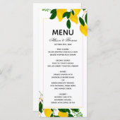 Menu mariage faire-part de mariage jaune citron (Devant / Derrière)