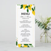 Menu mariage faire-part de mariage jaune citron (Debout devant)
