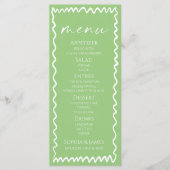Menu Mariage Fantaisiste Citron Vert Bordure Ondulée (Devant)