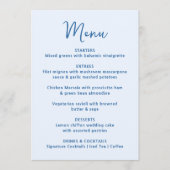 Menu Mariage Fantaisiste Cœur Bleu (Devant)