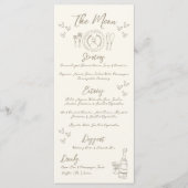 Menu Mariage Fantaisiste Dessiné à la Main (Devant)