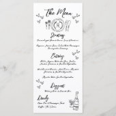 Menu Mariage Fantaisiste Dessiné à la Main (Devant)