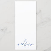 Menu Mariage Fantaisiste Simple Bleu Dessiné à la Main (Dos)
