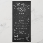 Menu Mariage Fantaisiste Tableau Noir Dessiné à la Main (Devant)