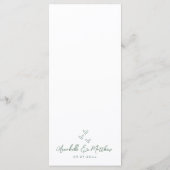 Menu Mariage fantaisiste vert dessiné à la main (Dos)