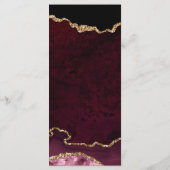 Menu Mariage Faux Paillettes Agate Rouge et Or (Dos)