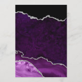 Menu Mariage Faux Paillettes Agate Violet et Argent (Dos)
