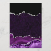 Menu Mariage Faux Paillettes Agate Violet et Argent (Dos)