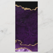 Menu Mariage Faux Paillettes Agate Violet et Or (Dos)