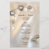 Menu Mariage Faux White Pearl et Diamond Buttons (Devant)