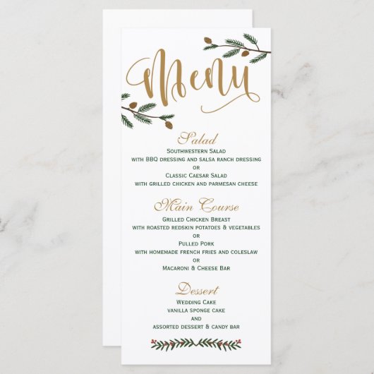 Menu Mariage Festive de Noël (Devant / Derrière)